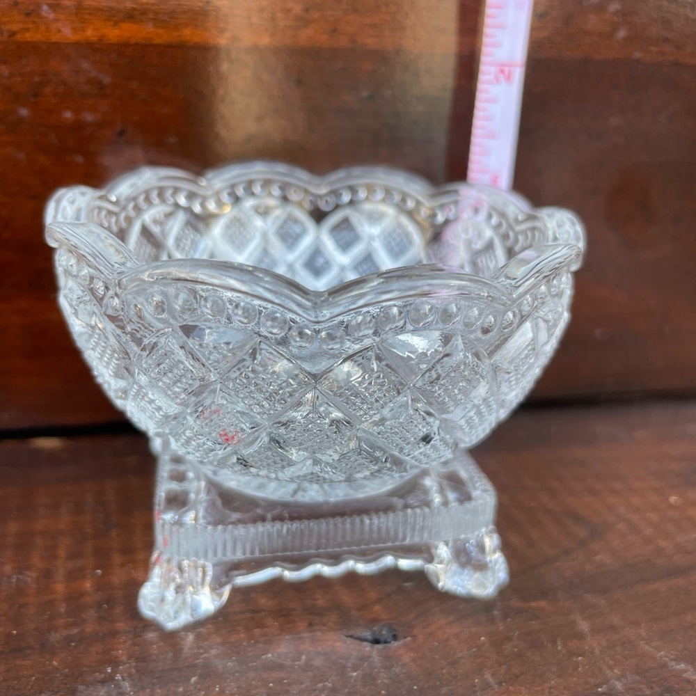 1950s Vintage Avon Pressed Glass Pedestal Footed Finger Bowl / Trinket Dish